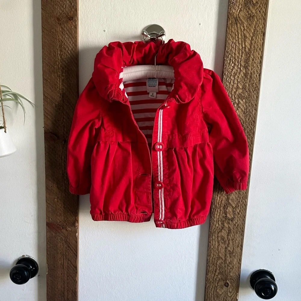 Y2K Old Navy Red White Button Coat Jacket 2T Toddler Girl  Vguc